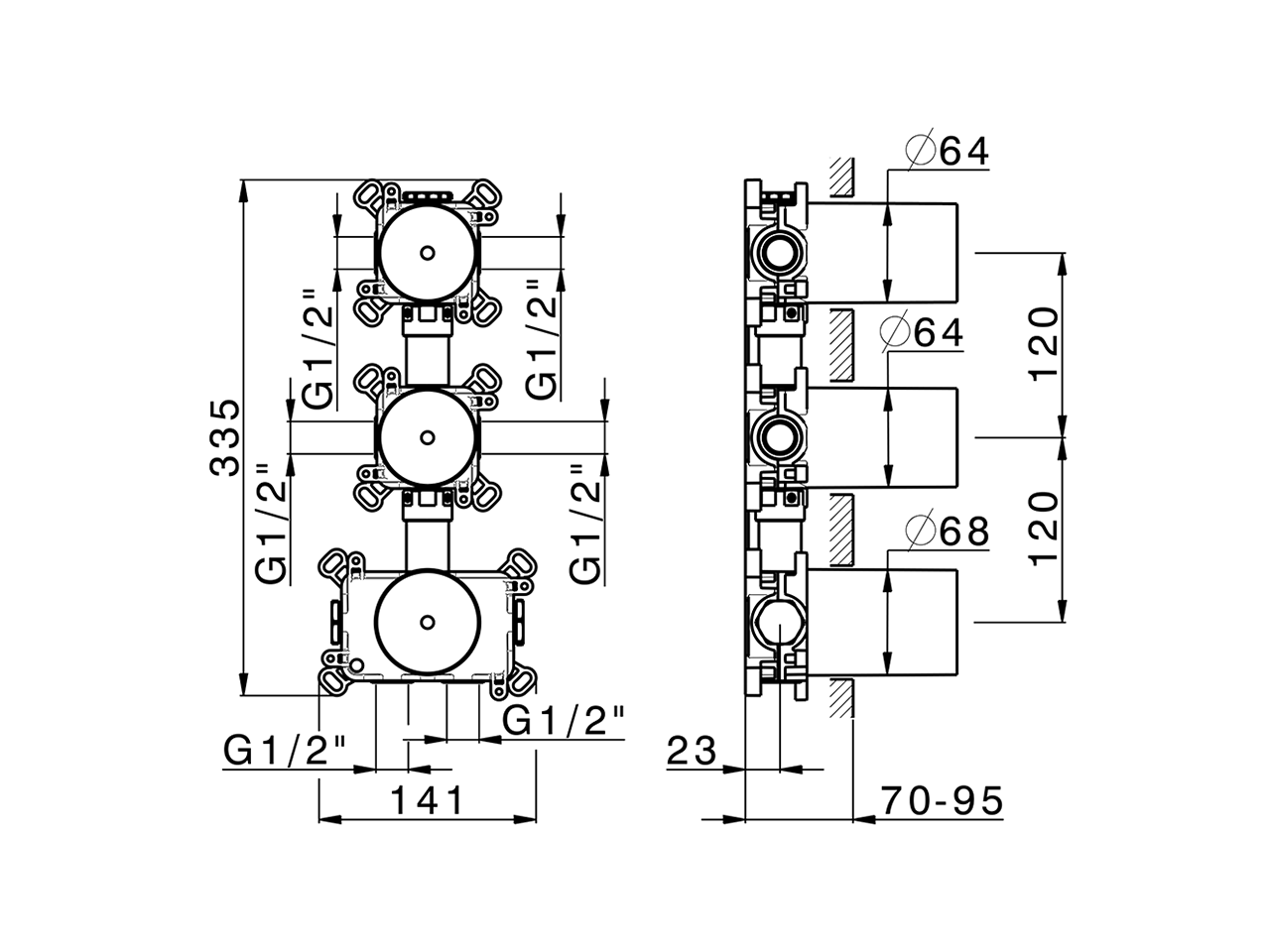 Parte incasso termostatico 2 funzioni PUSH&SHOWER_ZA0G62V0 - v1