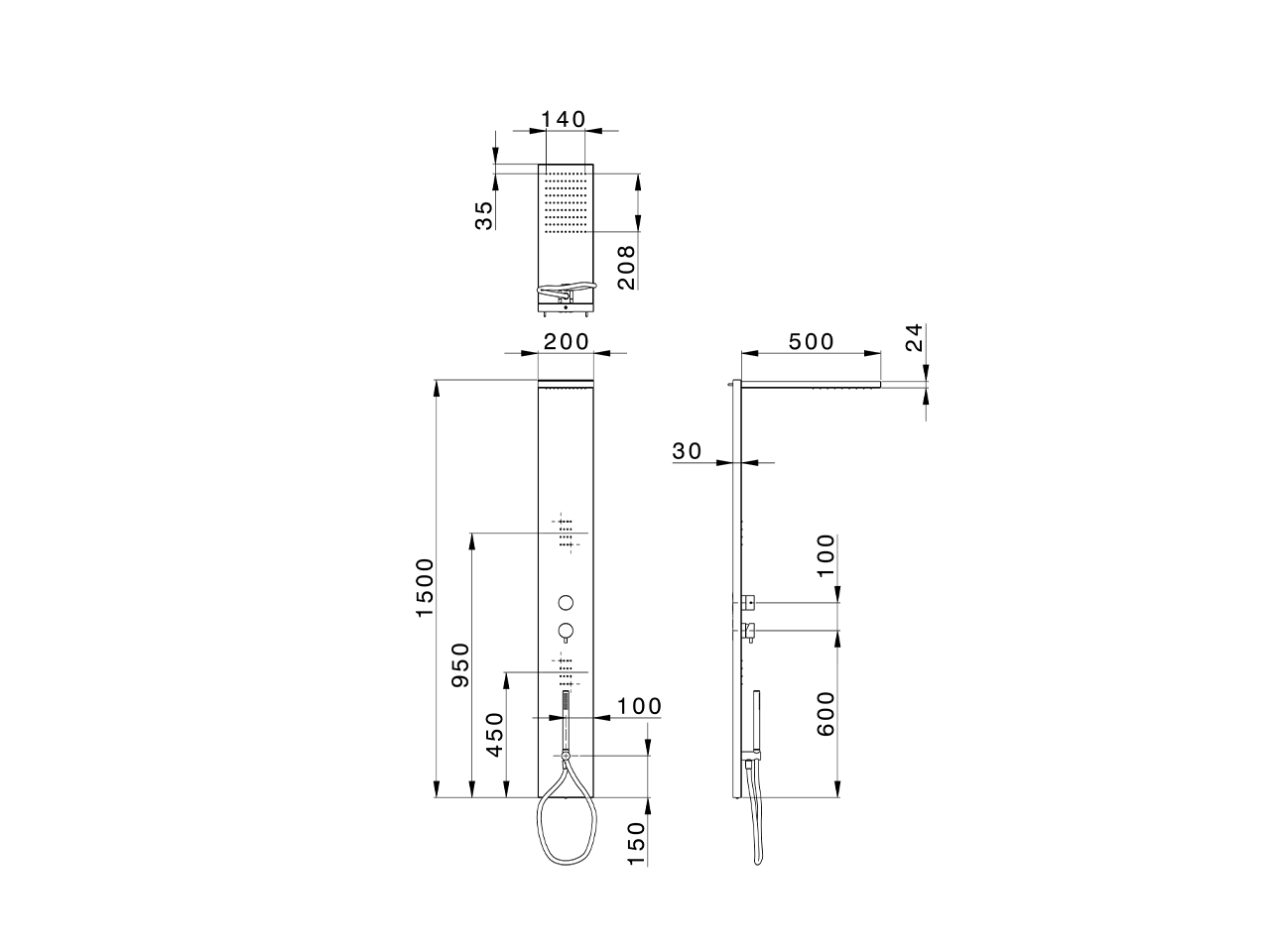 Pannello doccia monocomando 3 funzioni WELLNESS_ZS005000 - v1