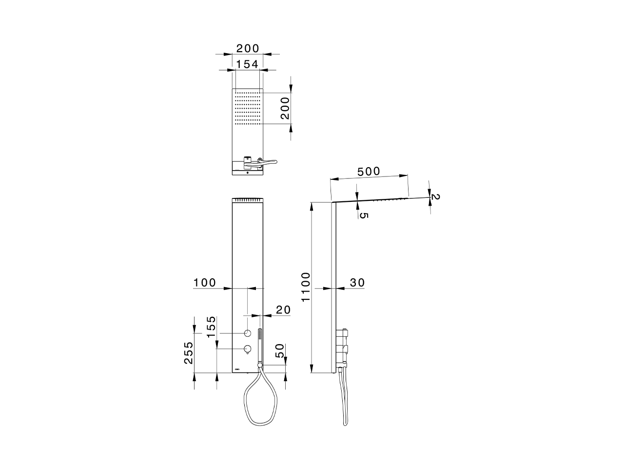 Pannello doccia monocomando 2 funzioni WELLNESS_ZS005030 - v1