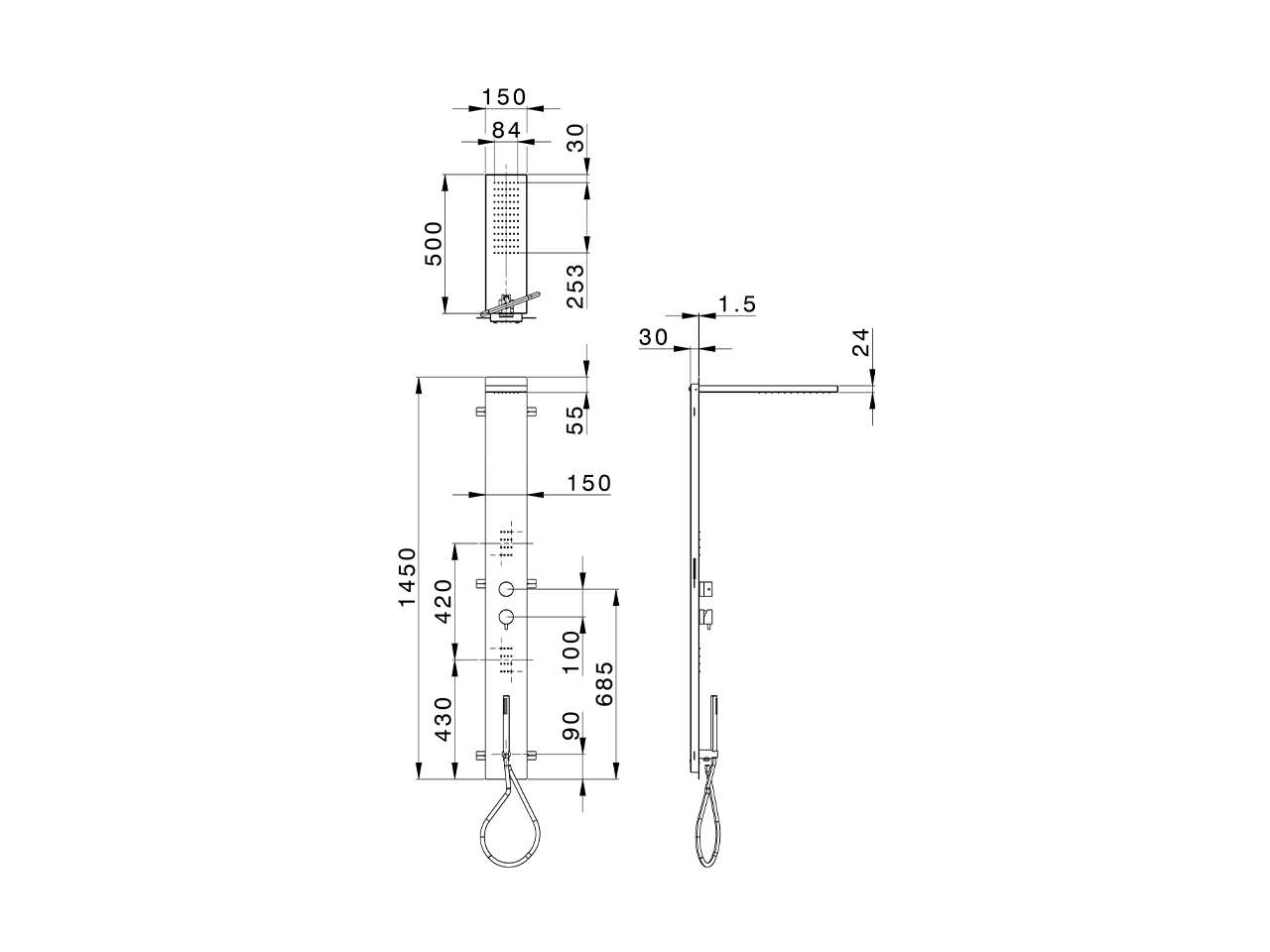 Pannello doccia monocomando 3 funzioni WELLNESS_ZS005040 - v1