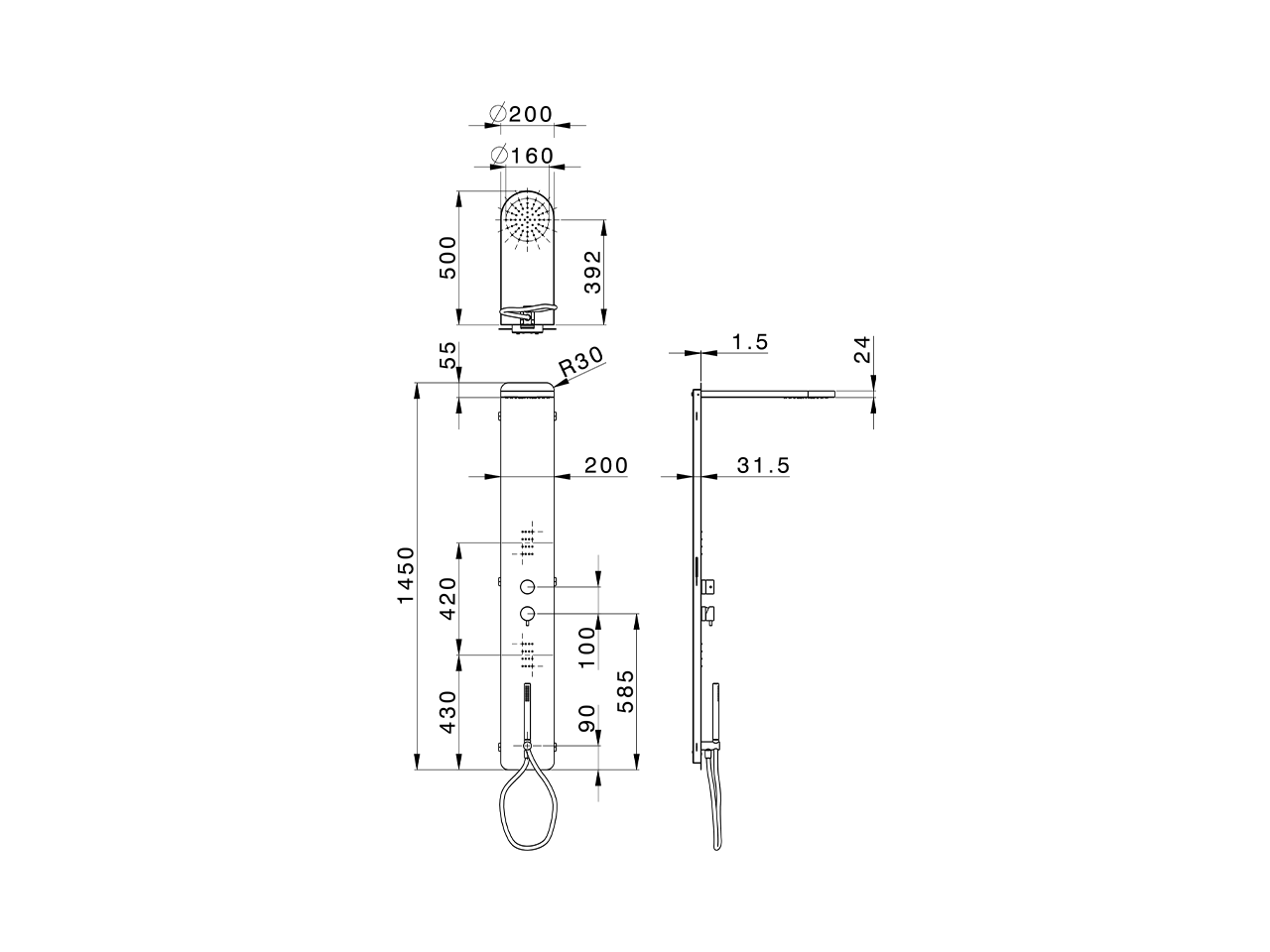 Pannello doccia monocomando 3 funzioni WELLNESS_ZS005050 - v1
