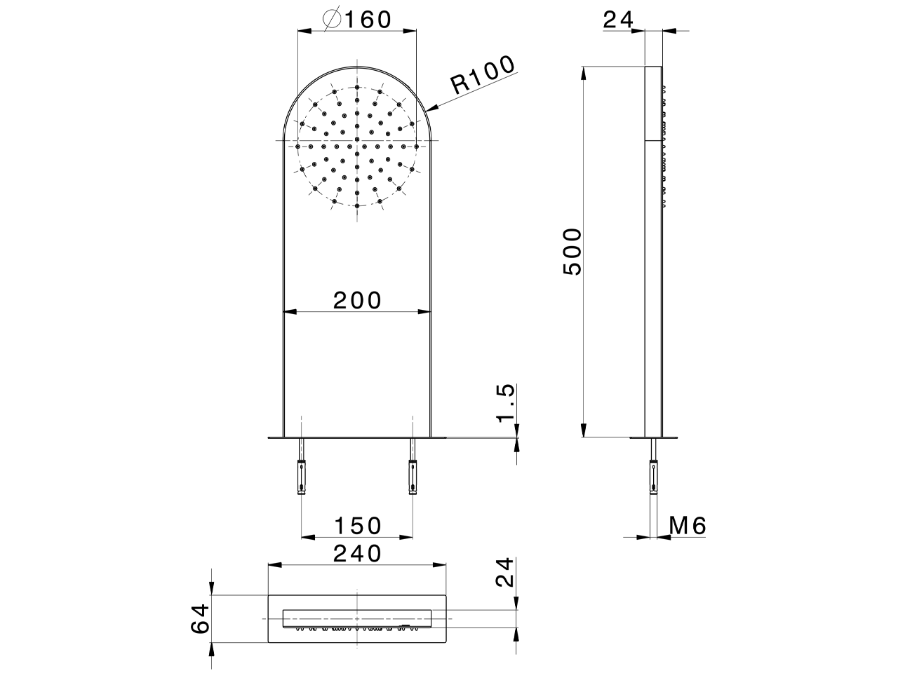 Soffione a parete rettangolare stondato ZEN SHOWER_ZS022020 - v1