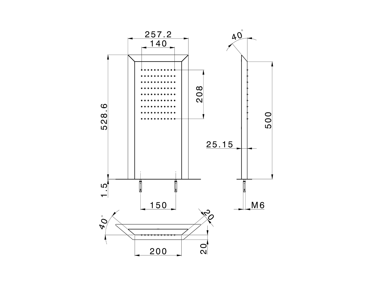 Soffione trapezioidale a parete ZEN SHOWER_ZS022040 - v1