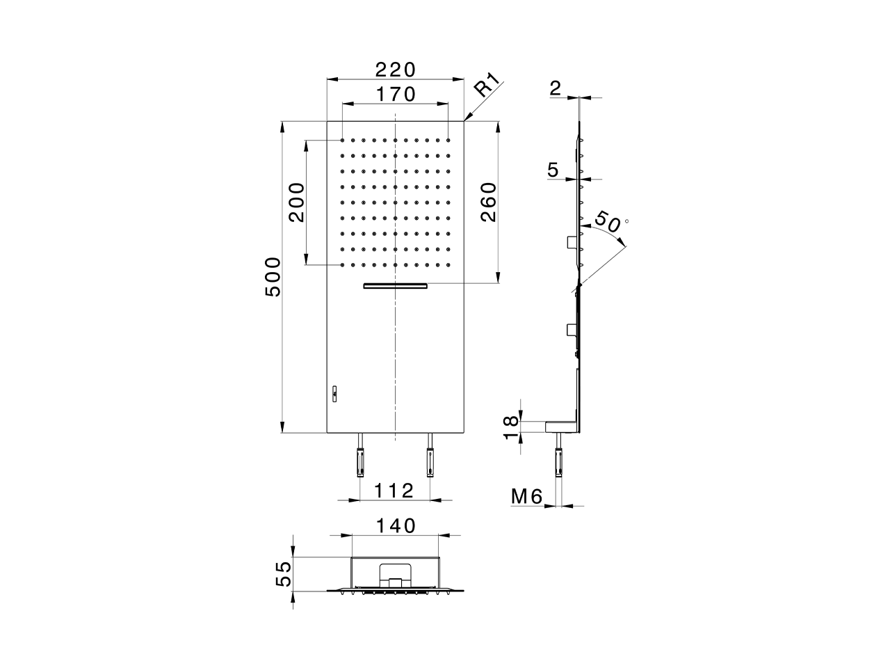 Soffione a parete 500x220 mm ZEN SHOWER_ZS022130 - v1