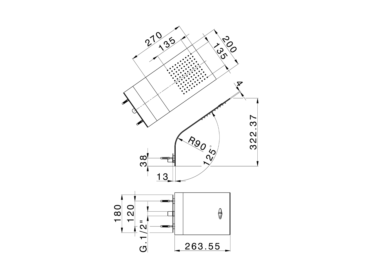 Soffione a parete raggiato ZEN SHOWER_ZS022140 - v1