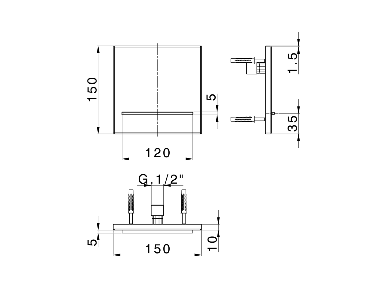 Cascata a parete filo muro 150x150 mm ZEN SHOWER_ZS029110 - v1