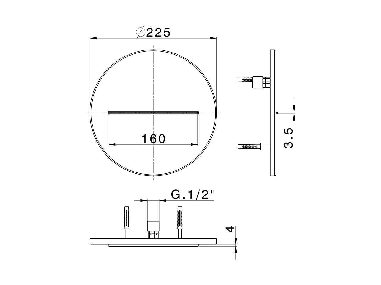 Cascata a parete filo muro Ø 225 mm ZEN SHOWER_ZS029130 - v1
