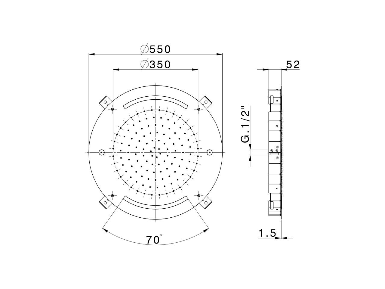 Soffione a soffitto con cromoterapia Ø 550 mm ZEN SHOWER_ZS0C0045 - v1