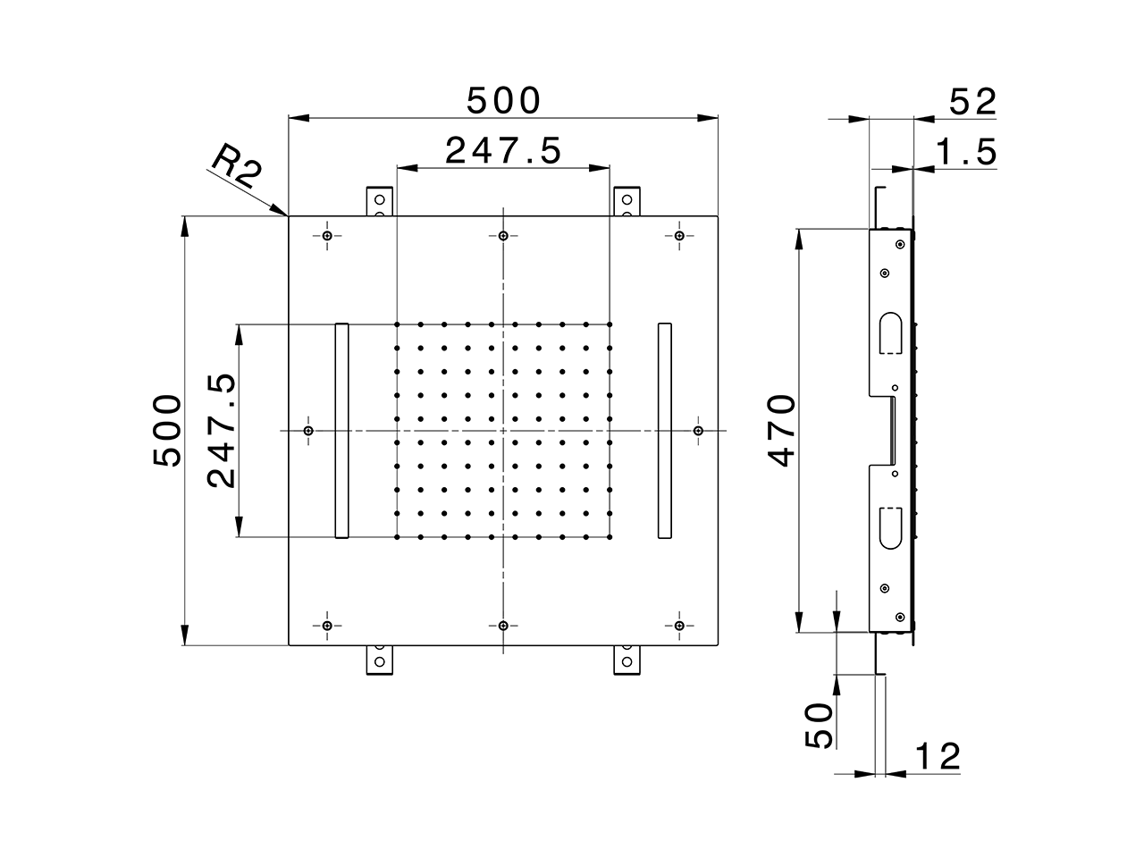 Soffione a soffitto con cromoterapia 500x500 mm ZEN SHOWER_ZS0C0070 - v1