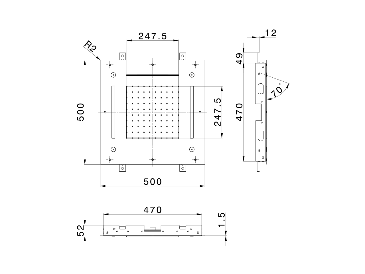 Soffione a soffitto con cromoterapia 500x500 mm ZEN SHOWER_ZS0C0080 - v1