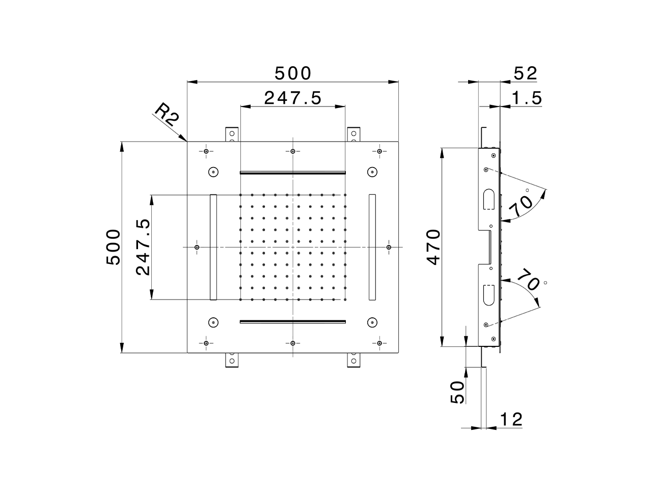 Soffione a soffitto con cromoterapia 500x500 mm ZEN SHOWER_ZS0C0095 - v1