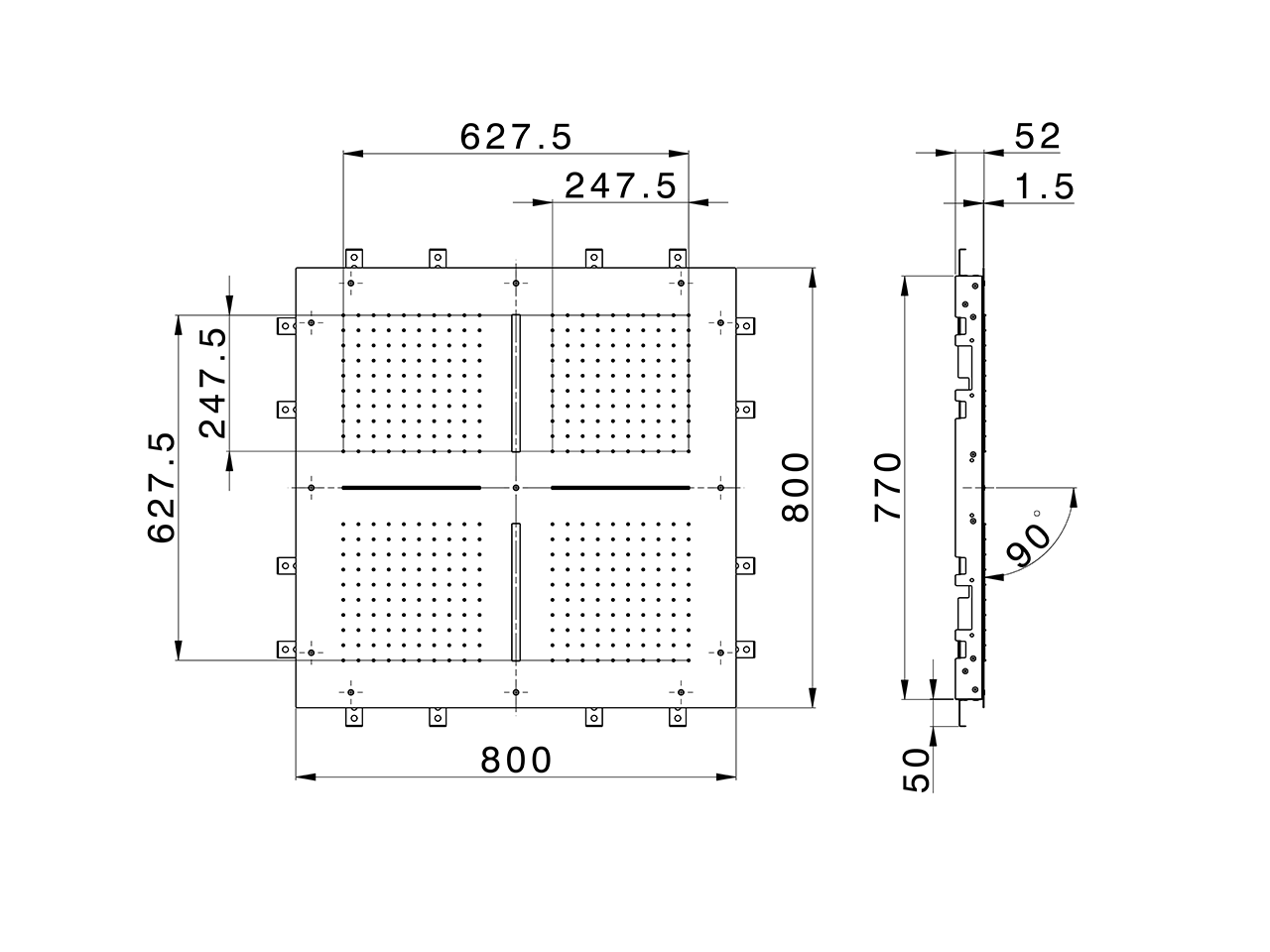 Soffione a soffitto con cromoterapia 800x800 mm ZEN SHOWER_ZS0C0100 - v1