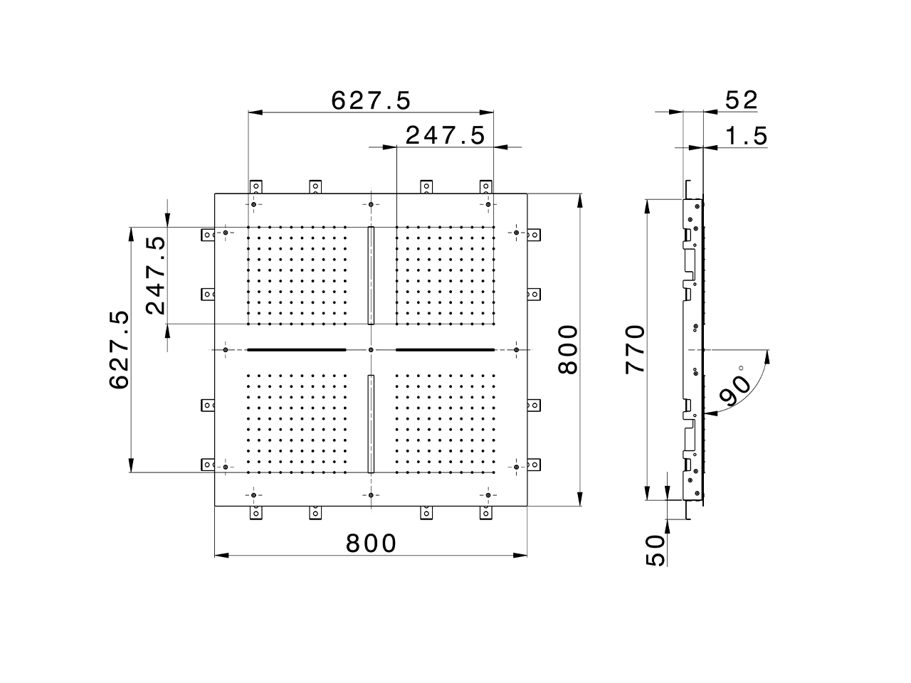 Soffione a soffitto con cromoterapia 800x800 mm ZEN SHOWER_ZS0C0105 - v1