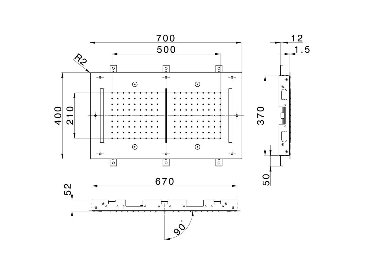 Soffione a soffitto con cromoterapia 700x400 mm WELLNESS_ZS0C0120 - v1