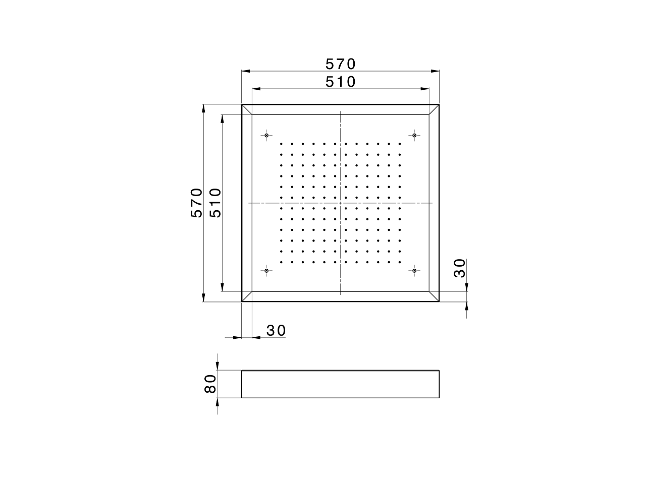Soffione a soffitto con cromoterapia 570x570 mm ZEN SHOWER_ZS0C0130 - v1