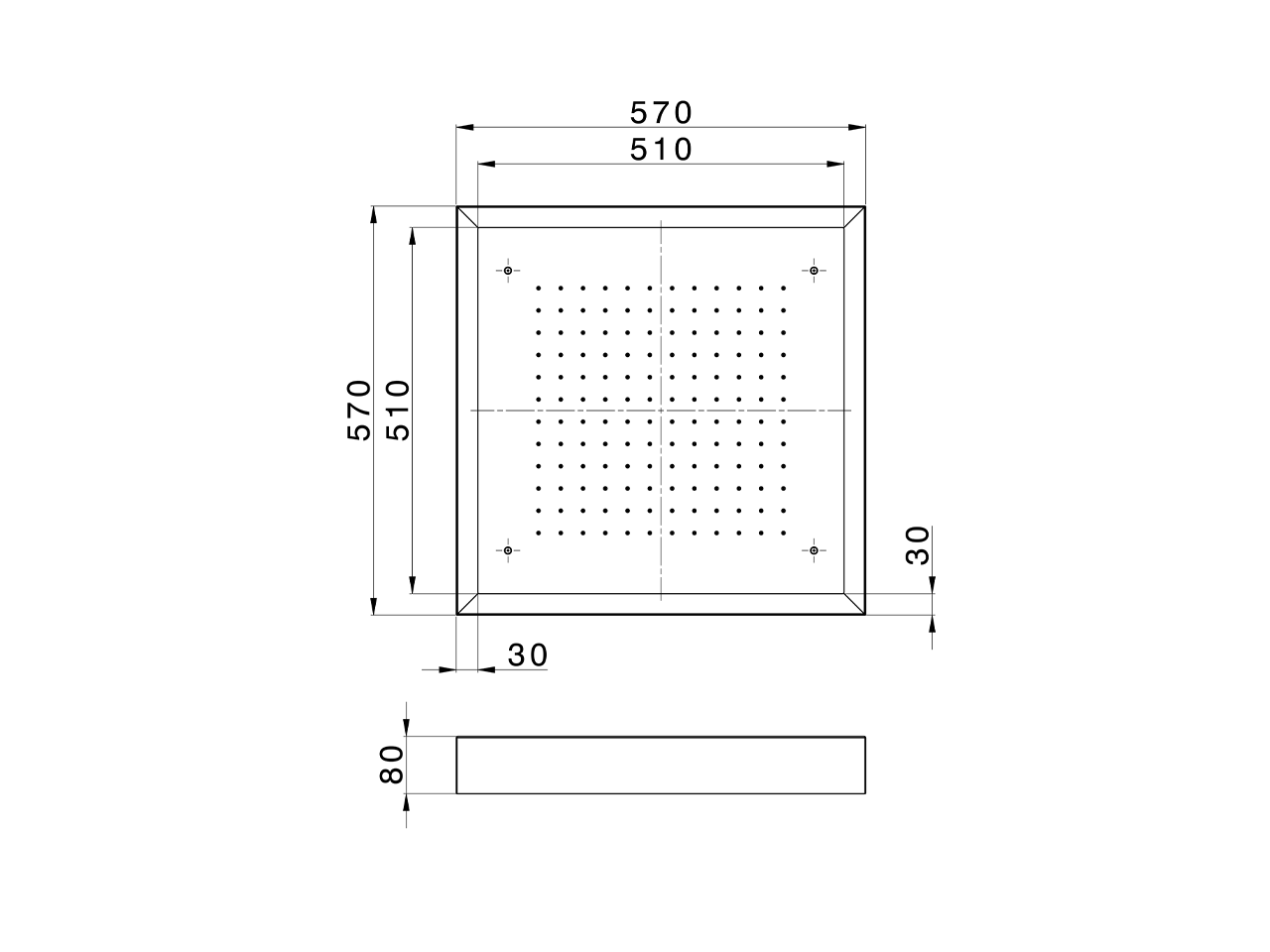 Soffione a soffitto con cromoterapia 570x570 mm ZEN SHOWER_ZS0C0135 - v1