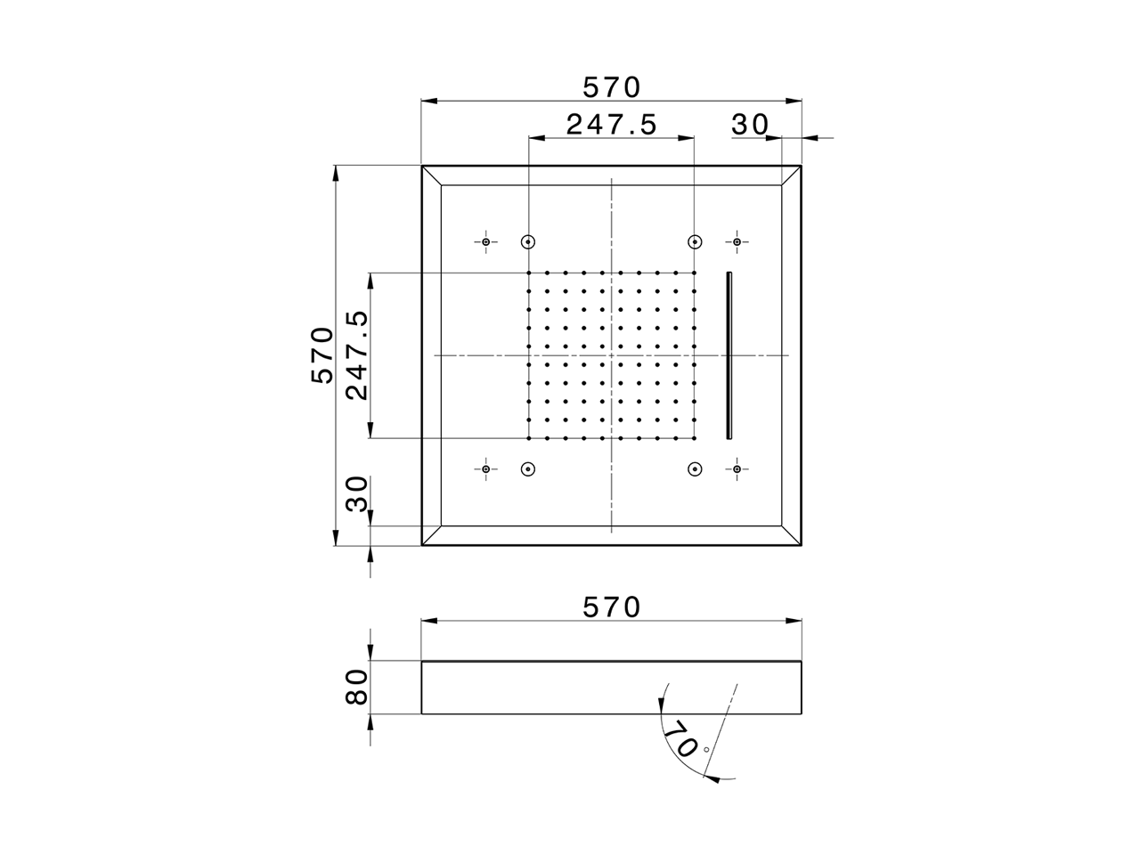 Soffione a soffitto con cromoterapia 570x570 mm ZEN SHOWER_ZS0C0160 - v1
