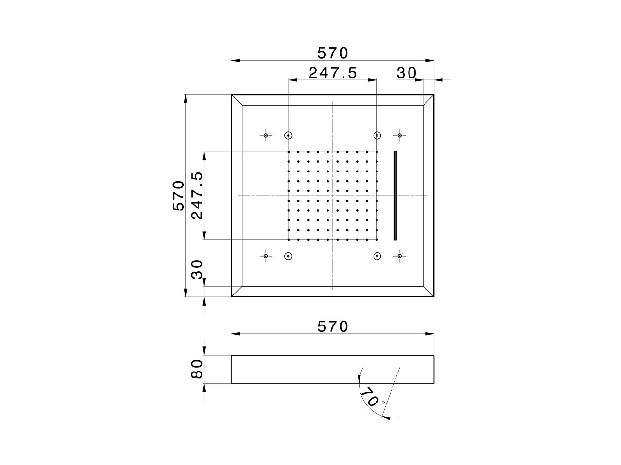 Soffione a soffitto con cromoterapia 570x570 mm ZEN SHOWER_ZS0C0165 - v1