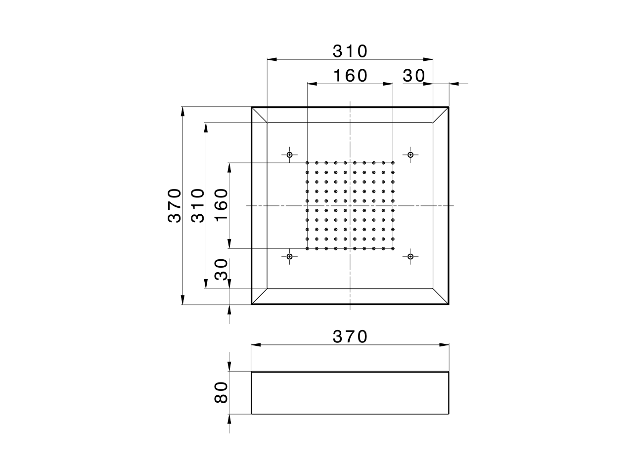 Soffione a soffitto con cromoterapia 370x370 mm ZEN SHOWER_ZS0C0195 - v1