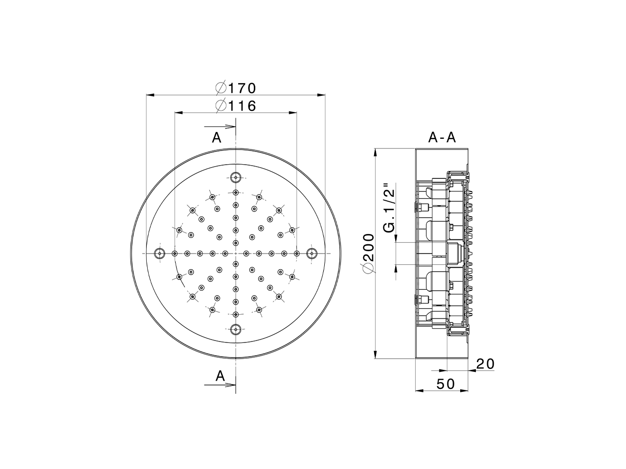 Soffione a soffitto con cromoterapia Ø 200 mm ZEN SHOWER_ZS0C0235 - v1