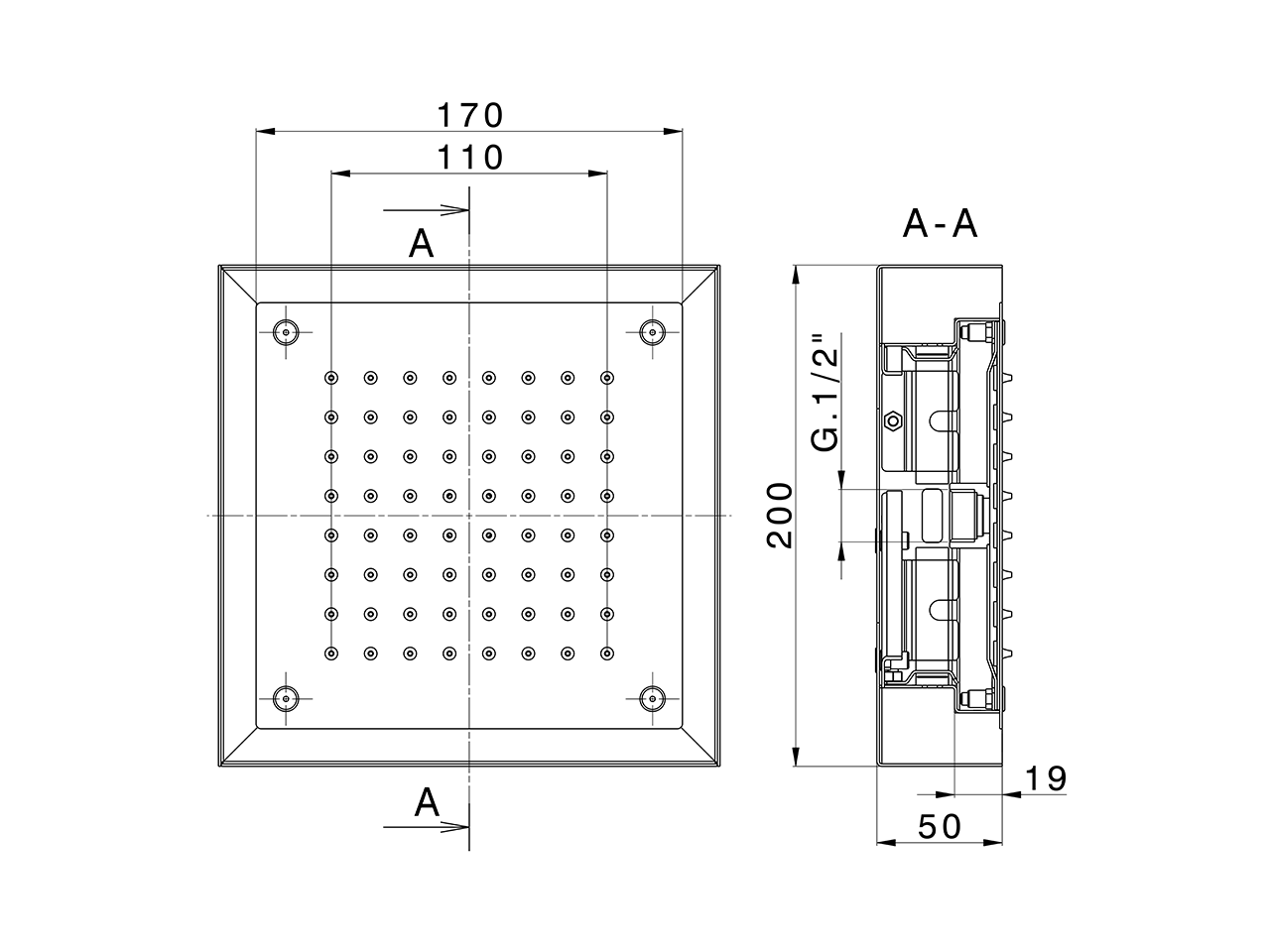 Soffione a soffitto con cromoterapia 200x200 mm ZEN SHOWER_ZS0C0245 - v1