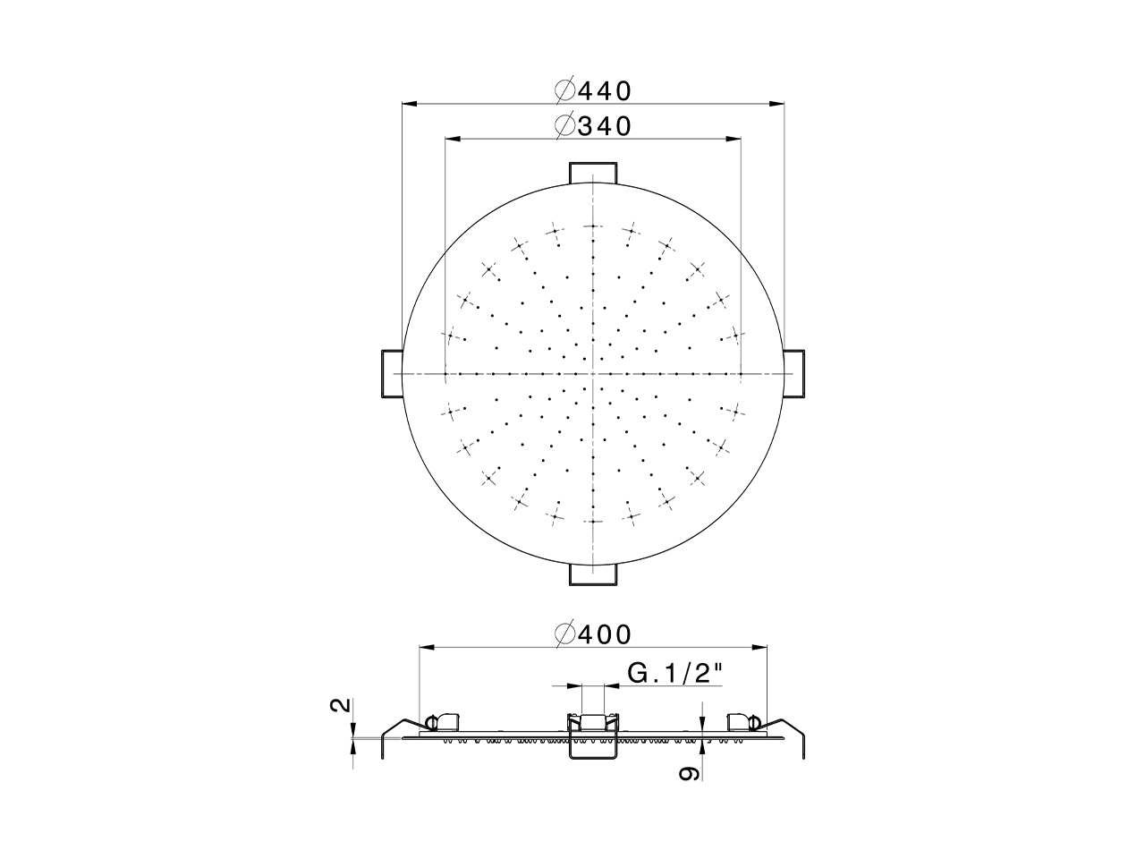 Soffione a soffitto tondo ispezionabile Ø 440 mm ZEN SHOWER_ZS0S0250 - v1