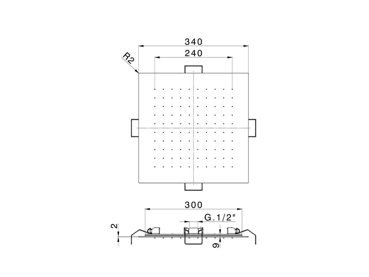 Soffione a soffitto ispezionabile 340x340 mm ZEN SHOWER_ZS0S0260 - v1